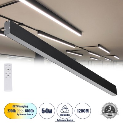 GLOBOSTAR® FELIX 61028-S Μοντέρνο Φωτιστικό Οροφής LED 54W 6500lm 120° AC 220-240V IP20 Ρυθμιζόμενο Λευκό CCT με Χειριστήριο από 2700K έως 6000K Dimmable - Lumileds SMD Chip - Μαύρο Ματ - Μ120 x Π3.5 x Υ7cm - 3 Χρόνια Εγγύηση GLOBOSTAR® FELIX 61028-S Μοντέρνο Φωτιστικό Οροφής LED 54W 6500lm 120° AC 220-240V IP20 Ρυθμιζόμενο Λευκό CCT με Χειριστήριο από 2700K έως 6000K Dimmable - Lumileds SMD Chip - Μαύρο Ματ - Μ120 x Π3.5 x Υ7cm - 3 Χρόνια Εγγύηση