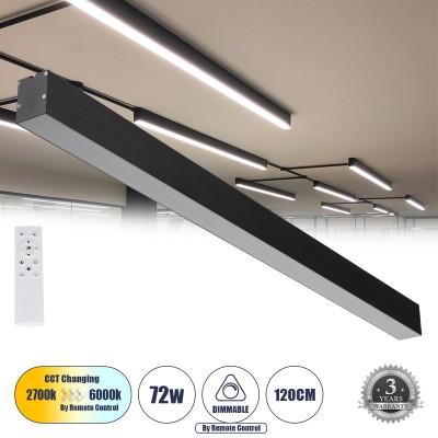 GLOBOSTAR® ORION 61030-S Μοντέρνο Φωτιστικό Οροφής LED 72W 8600lm 120° AC 220-240V IP20 Ρυθμιζόμενο Λευκό CCT με Χειριστήριο από 2700K έως 6000K Dimmable - Lumileds SMD Chip - Μαύρο Ματ - Μ120 x Π5.5 x Υ7cm - 3 Χρόνια Εγγύηση GLOBOSTAR® ORION 61030-S Μοντέρνο Φωτιστικό Οροφής LED 72W 8600lm 120° AC 220-240V IP20 Ρυθμιζόμενο Λευκό CCT με Χειριστήριο από 2700K έως 6000K Dimmable - Lumileds SMD Chip - Μαύρο Ματ - Μ120 x Π5.5 x Υ7cm - 3 Χρόνια Εγγύηση