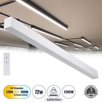 GLOBOSTAR® ORION 61031-S Μοντέρνο Φωτιστικό Οροφής LED 72W 8600lm 120° AC 220-240V IP20 Ρυθμιζόμενο Λευκό CCT με Χειριστήριο από 2700K έως 6000K Dimmable - Lumileds SMD Chip - Λευκό Ματ - Μ120 x Π5.5 x Υ7cm - 3 Χρόνια Εγγύηση GLOBOSTAR® ORION 61031-S Μοντέρνο Φωτιστικό Οροφής LED 72W 8600lm 120° AC 220-240V IP20 Ρυθμιζόμενο Λευκό CCT με Χειριστήριο από 2700K έως 6000K Dimmable - Lumileds SMD Chip - Λευκό Ματ - Μ120 x Π5.5 x Υ7cm - 3 Χρόνια Εγγύηση