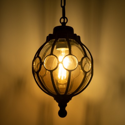GloboStar® ETOILE 00988 Vintage Industrial Κρεμαστό Φωτιστικό Οροφής Μονόφωτο 1 x E27 Μπρονζέ Χρυσό Μεταλλικό Πλέγμα με Μελί Γυαλί Φ18 x Υ27cm Διακόσμηση - Φωτισμός - Χαλιά