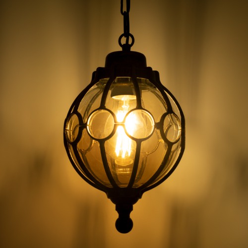 GloboStar® ETOILE 00988 Vintage Industrial Κρεμαστό Φωτιστικό Οροφής Μονόφωτο 1 x E27 Μπρονζέ Χρυσό Μεταλλικό Πλέγμα με Μελί Γυαλί Φ18 x Υ27cm Διακόσμηση - Φωτισμός - Χαλιά