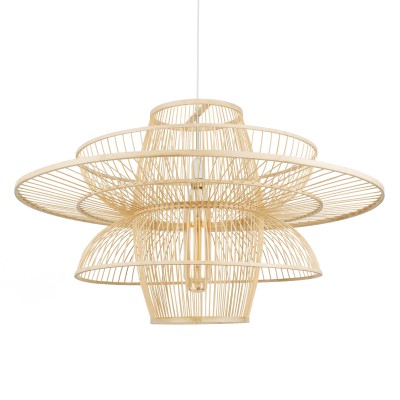 GLOBOSTAR® BALI 01758 Boho Κρεμαστό Φωτιστικό Οροφής με Ντουί 1 x E27 AC 220-240V IP20 - Μπεζ - Μ100 x Π100 x Υ60cm
