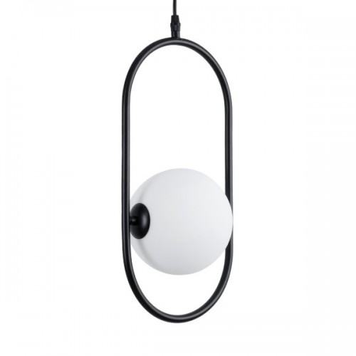GloboStar® HAMBURG 00589 Μοντέρνο Κρεμαστό Φωτιστικό Οροφής Μονόφωτο 1 x G9 Μαύρο Μεταλλικό Γυάλινο Μπάλα Μ20 x Π15 x Υ40cm Διακόσμηση - Φωτισμός - Χαλιά