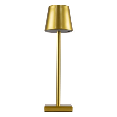 GloboStar® NEGA 60475 Μοντέρνο Επιτραπέζιο Φωτιστικό Πορτατίφ LED 2.2W 154lm 360° DC 5V Επαναφορτιζόμενο με Μπαταρία Li-ion 4000mAh - Διακόπτη Αφής - Θερμό Λευκό 2700K - Dimmable - D10 x H39cm - Χρυσό - 2 Years Warranty Διακόσμηση - Φως - Χαλιά