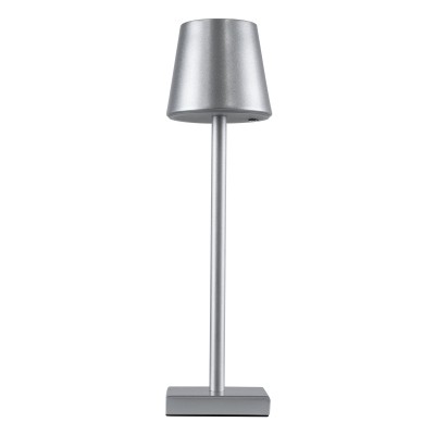 GloboStar® NEGA 60476 Μοντέρνο Επιτραπέζιο Φωτιστικό Πορτατίφ LED 2.2W 154lm 360° DC 5V Επαναφορτιζόμενο με Μπαταρία Li-ion 4000mAh - Διακόπτη Αφής - Θερμό Λευκό 2700K - Dimmable - D10 x H39cm - Ασημί - 2 Years Warranty Διακόσμηση - Φως - Χαλιά