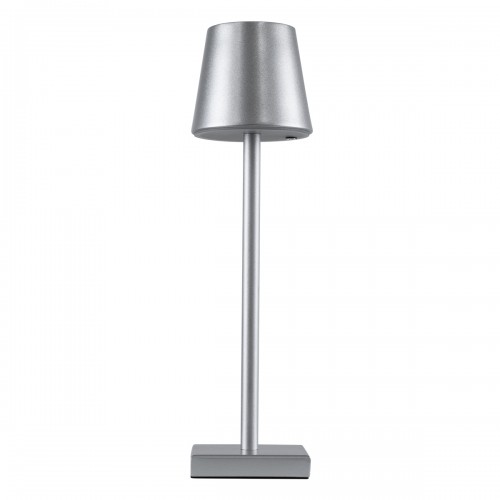 GloboStar® NEGA 60476 Μοντέρνο Επιτραπέζιο Φωτιστικό Πορτατίφ LED 2.2W 154lm 360° DC 5V Επαναφορτιζόμενο με Μπαταρία Li-ion 4000mAh - Διακόπτη Αφής - Θερμό Λευκό 2700K - Dimmable - D10 x H39cm - Ασημί - 2 Years Warranty Διακόσμηση - Φως - Χαλιά