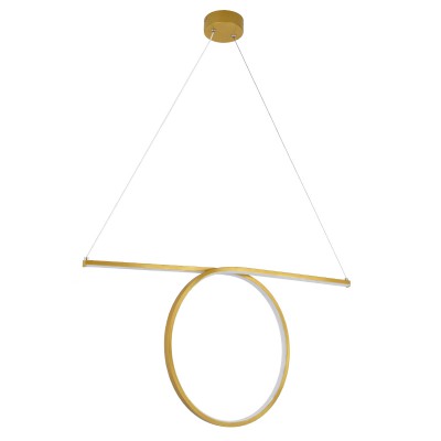 GloboStar® ROME 61297 Κρεμαστό Φωτιστικό Οροφής Linear Design LED CCT 24W 2640lm 200° AC 220-240V - Εναλλαγή Φωτισμού μέσω Διακόπτη On/Off All In One Ψυχρό 6000k+Φυσικό 4500k+Θερμό 2700k Μ65.5 x Π4 x Υ33cm - Χρυσό Βούρτσας - 3 Years Warranty Διακόσμηση - 
