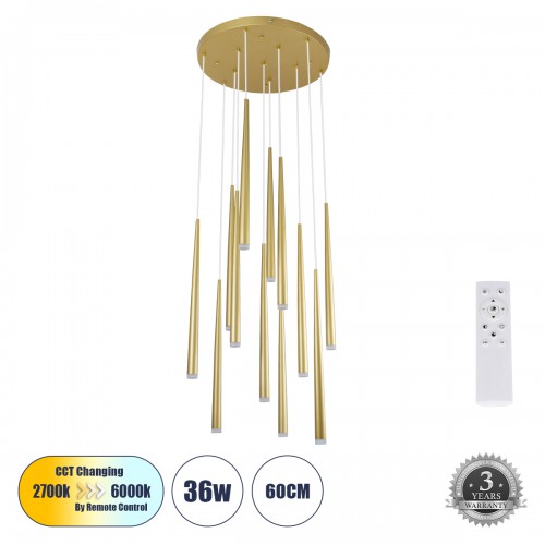 GloboStar® TEARS 61314 Κρεμαστό Φωτιστικό Οροφής Design LED CCT 36W 3960lm 180° AC 220-240V - Εναλλαγή Φωτισμού μέσω Τηλεχειριστηρίου All In One Ψυχρό 6000k+Φυσικό 4500k+Θερμό 2700k Dimmable Φ60 x Υ51.5cm - Χρυσό Βούρτσας - 3 Years Warranty Διακόσμηση - Φ GloboStar® TEARS 61314 Κρεμαστό Φωτιστικό Οροφής Design LED CCT 36W 3960lm 180° AC 220-240V - Εναλλαγή Φωτισμού μέσω Τηλεχειριστηρίου All In One Ψυχρό 6000k+Φυσικό 4500k+Θερμό 2700k Dimmable Φ60 x Υ51.5cm - Χρυσό Βούρτσας - 3 Years Warranty Διακόσμηση - Φ