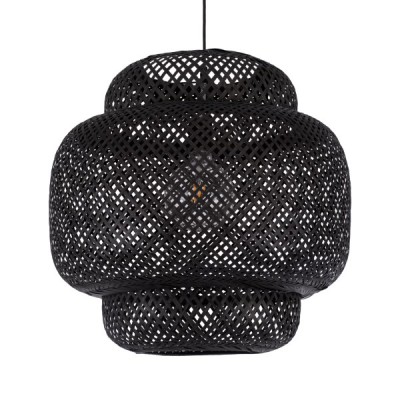 GLOBOSTAR® MALDIVES 00579 Boho Κρεμαστό Φωτιστικό Οροφής με Ντουί 1 x E27 AC 220-240V IP20 - Μαύρο - Μ56 x Π56 x Y54cm