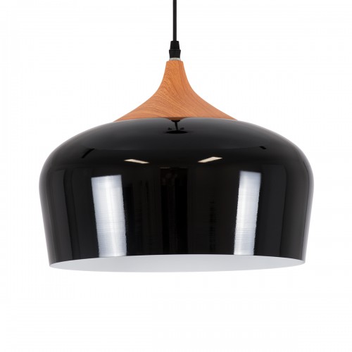 GloboStar® VILI BLACK 01261 Μοντέρνο Κρεμαστό Φωτιστικό Οροφής Μονόφωτο 1 x E27 Μαύρο Μεταλλικό Καμπάνα Φ35 x Y27cm Διακόσμηση - Φωτισμός - Χαλιά