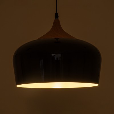 GloboStar® VILI BLACK 01261 Μοντέρνο Κρεμαστό Φωτιστικό Οροφής Μονόφωτο 1 x E27 Μαύρο Μεταλλικό Καμπάνα Φ35 x Y27cm Διακόσμηση - Φωτισμός - Χαλιά