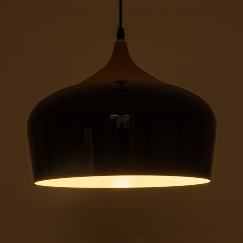 GloboStar® VILI BLACK 01261 Μοντέρνο Κρεμαστό Φωτιστικό Οροφής Μονόφωτο 1 x E27 Μαύρο Μεταλλικό Καμπάνα Φ35 x Y27cm Διακόσμηση - Φωτισμός - Χαλιά