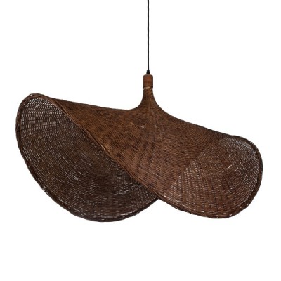 GLOBOSTAR® CUBA 01770 Boho Κρεμαστό Φωτιστικό Οροφής με Ντουί 1 x E27 AC 220-240V IP20 - Καφέ - Μ100 x Π100 x Y55cm