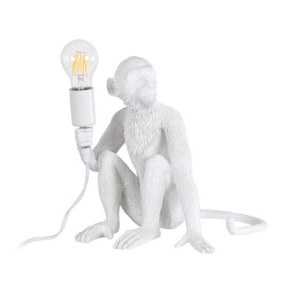 GLOBOSTAR® APES 01808 Μοντέρνο Επιτραπέζιο Φωτιστικό Πορτατίφ με Ντουί 1 x E27 AC 220-240V IP20 - Λευκό - Μ30 x Π27 x Υ30cm