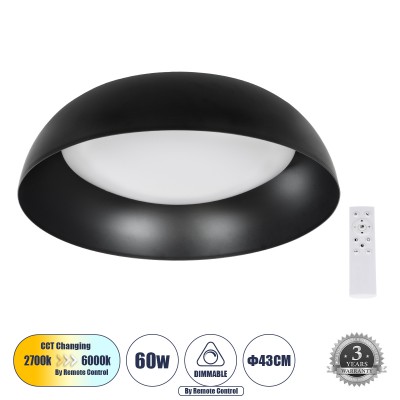 GLOBOSTAR® ANATOLIA 61261 Μοντέρνο Φωτιστικό Οροφής LED 60W 6900lm 120° AC 220-240V IP20 Ρυθμιζόμενο Λευκό CCT με Χειριστήριο από 2700K έως 6000K Dimmable - Lumileds SMD Chip - Μαύρο Ματ - Μ43 x Π43 x Υ11cm - 3 Χρόνια Εγγύηση GLOBOSTAR® ANATOLIA 61261 Μοντέρνο Φωτιστικό Οροφής LED 60W 6900lm 120° AC 220-240V IP20 Ρυθμιζόμενο Λευκό CCT με Χειριστήριο από 2700K έως 6000K Dimmable - Lumileds SMD Chip - Μαύρο Ματ - Μ43 x Π43 x Υ11cm - 3 Χρόνια Εγγύηση