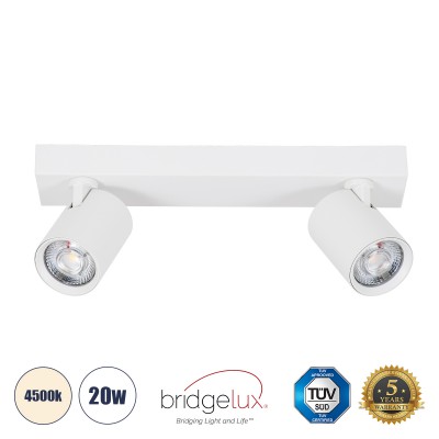 GLOBOSTAR® LEONARDO 60347 Μοντέρνο Φωτιστικό Οροφής LED 20W 2400lm 60° AC 220-240V IP20 Φυσικό Λευκό 4500K - Bridgelux COB - Λευκό - Μ32 x Π7 x Υ11.8cm - 5 Χρόνια Εγγύηση