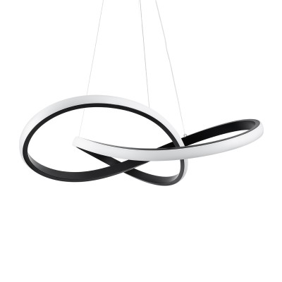 GloboStar® DEXTER 61049 Κρεμαστό Φωτιστικό Οροφής Design LED CCT 72W 8064lm 300° AC 220-240V - Εναλλαγή Φωτισμού μέσω Τηλεχειριστηρίου All In One Ψυχρό 6000k+Φυσικό 4500k+Θερμό 2700k Dimmable Φ56cm - Μαύρο - 3 Years Warranty Διακόσμηση - Φως - Χαλιά