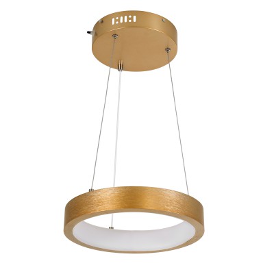 GloboStar® NEMESIS 61154 Κρεμαστό Φωτιστικό Δαχτυλίδι-Κύκλος LED CCT 20W 2356lm 360° AC 220-240V - Εναλλαγή Φωτισμού μέσω Τηλεχειριστηρίου All In One Ψυχρό 6000k+Φυσικό 4500k+Θερμό 2700k Dimmable Φ25cm - Χρυσό Βούρτσας - 3 Years Warranty Διακόσμηση - Φως 