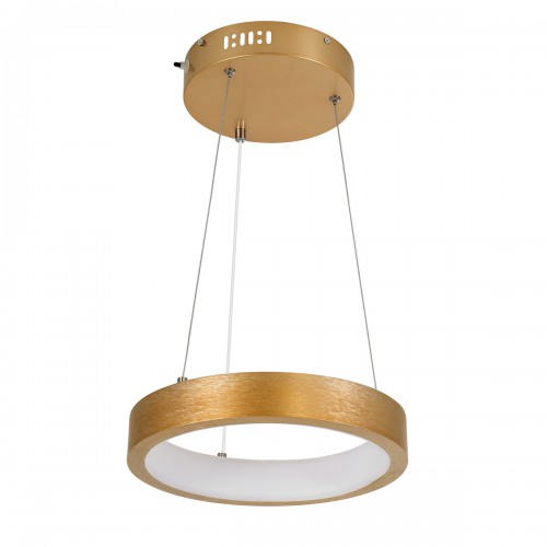 GloboStar® NEMESIS 61154 Κρεμαστό Φωτιστικό Δαχτυλίδι-Κύκλος LED CCT 20W 2356lm 360° AC 220-240V - Εναλλαγή Φωτισμού μέσω Τηλεχειριστηρίου All In One Ψυχρό 6000k+Φυσικό 4500k+Θερμό 2700k Dimmable Φ25cm - Χρυσό Βούρτσας - 3 Years Warranty Διακόσμηση - Φως 