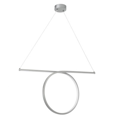 GloboStar® ROME 61296 Κρεμαστό Φωτιστικό Οροφής Linear Design LED CCT 24W 2640lm 200° AC 220-240V - Εναλλαγή Φωτισμού μέσω Διακόπτη On/Off All In One Ψυχρό 6000k+Φυσικό 4500k+Θερμό 2700k Μ65.5 x Π4 x Υ33cm - Ασημί Βούρτσας - 3 Years Warranty Διακόσμηση - 