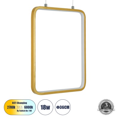 GLOBOSTAR® NEROBA 61305 Μοντέρνο Κρεμαστό Φωτιστικό Οροφής LED 18W 1980lm 360° AC 220-240V IP20 Ρυθμιζόμενο Λευκό CCT με On/Off 2700K/4500K/6000K - Lumileds SMD Chip - Χρυσό Βούρτσας - Μ29 x Π2 x Υ36cm - 3 Χρόνια Εγγύηση GLOBOSTAR® NEROBA 61305 Μοντέρνο Κρεμαστό Φωτιστικό Οροφής LED 18W 1980lm 360° AC 220-240V IP20 Ρυθμιζόμενο Λευκό CCT με On/Off 2700K/4500K/6000K - Lumileds SMD Chip - Χρυσό Βούρτσας - Μ29 x Π2 x Υ36cm - 3 Χρόνια Εγγύηση