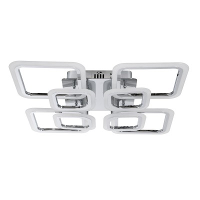 GloboStar® ROYAL-S 61326 Φωτιστικό Οροφής Design LED CCT 135W 16200lm 360° AC 220-240V - Εναλλαγή Φωτισμού μέσω Τηλεχειριστηρίου All In One Ψυχρό 6000k+Φυσικό 4500k+Θερμό 2700k Dimmable Μ58.5 x Π58.5 x Υ12cm - Νίκελ Χρώμιο - 3 Years Warranty Διακόσμηση - 