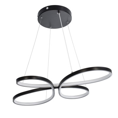 GloboStar® BUTTERFLY 61391 Κρεμαστό Φωτιστικό Οροφής Design LED CCT 75W 8400lm 300° AC 220-240V - Εναλλαγή Φωτισμού μέσω Τηλεχειριστηρίου All In One Ψυχρό 6000k+Φυσικό 4500k+Θερμό 2700k Dimmable Μ71 x Π52 x Υ4cm - Μαύρο - 3 Years Warranty Διακόσμηση - Φως
