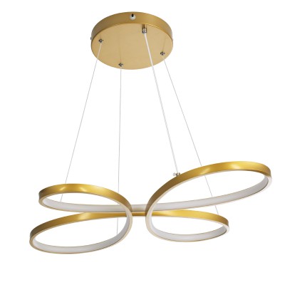 GloboStar® BUTTERFLY 61393 Κρεμαστό Φωτιστικό Οροφής Design LED CCT 75W 8400lm 300° AC 220-240V - Εναλλαγή Φωτισμού μέσω Τηλεχειριστηρίου All In One Ψυχρό 6000k+Φυσικό 4500k+Θερμό 2700k Dimmable Μ71 x Π52 x Υ4cm - Χρυσό Βούρτσας - 3 Years Warranty Διακόσμ