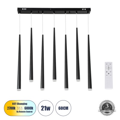 GLOBOSTAR® TEARS 61311 Μοντέρνο Κρεμαστό Φωτιστικό Οροφής LED 21W 2310lm 180° AC 220-240V IP20 Ρυθμιζόμενο Λευκό CCT με Χειριστήριο από 2700K έως 6000K Dimmable - Lumileds SMD Chip - Μαύρο Ματ - Μ70 x Π3.2 x Υ60cm - 3 Χρόνια Εγγύηση GLOBOSTAR® TEARS 61311 Μοντέρνο Κρεμαστό Φωτιστικό Οροφής LED 21W 2310lm 180° AC 220-240V IP20 Ρυθμιζόμενο Λευκό CCT με Χειριστήριο από 2700K έως 6000K Dimmable - Lumileds SMD Chip - Μαύρο Ματ - Μ70 x Π3.2 x Υ60cm - 3 Χρόνια Εγγύηση