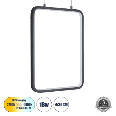 GLOBOSTAR® NEROBA 61302 Μοντέρνο Κρεμαστό Φωτιστικό Οροφής LED 18W 1980lm 360° AC 220-240V IP20 Ρυθμιζόμενο Λευκό CCT με On/Off 2700K/4500K/6000K - Lumileds SMD Chip - Μαύρο Ματ - Μ29 x Π2 x Υ36cm - 3 Χρόνια Εγγύηση GLOBOSTAR® NEROBA 61302 Μοντέρνο Κρεμαστό Φωτιστικό Οροφής LED 18W 1980lm 360° AC 220-240V IP20 Ρυθμιζόμενο Λευκό CCT με On/Off 2700K/4500K/6000K - Lumileds SMD Chip - Μαύρο Ματ - Μ29 x Π2 x Υ36cm - 3 Χρόνια Εγγύηση