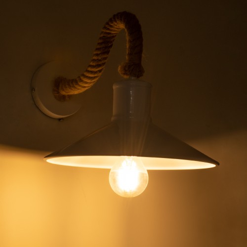GloboStar® VINSA 01130 Vintage Φωτιστικό Τοίχου Απλίκα Μονόφωτο 1 x E27 Λευκό Μεταλλικό Καμπάνα με Μπεζ Σχοινί Μ37.5 x Π26.7 x Υ25cm Διακόσμηση - Φωτισμός - Χαλιά GloboStar® VINSA 01130 Vintage Φωτιστικό Τοίχου Απλίκα Μονόφωτο 1 x E27 Λευκό Μεταλλικό Καμπάνα με Μπεζ Σχοινί Μ37.5 x Π26.7 x Υ25cm Διακόσμηση - Φωτισμός - Χαλιά