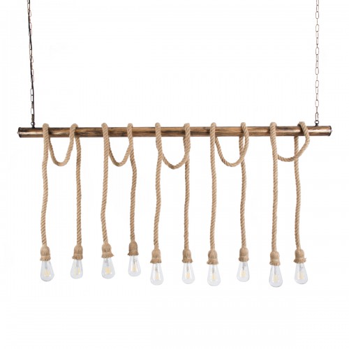 GloboStar® FERULE 01380 Vintage Industrial Κρεμαστό Φωτιστικό Οροφής Πολύφωτο 10 x E27 Μπρούτζινο Μεταλλικό με Μπεζ Σχοινί Μ150 x Π4 x Y62.5cm Διακόσμηση - Φως - Χαλιά GloboStar® FERULE 01380 Vintage Industrial Κρεμαστό Φωτιστικό Οροφής Πολύφωτο 10 x E27 Μπρούτζινο Μεταλλικό με Μπεζ Σχοινί Μ150 x Π4 x Y62.5cm Διακόσμηση - Φως - Χαλιά
