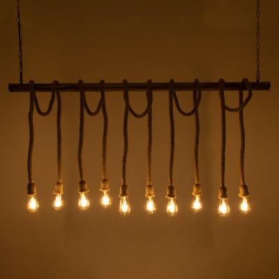 GloboStar® FERULE 01380 Vintage Industrial Κρεμαστό Φωτιστικό Οροφής Πολύφωτο 10 x E27 Μπρούτζινο Μεταλλικό με Μπεζ Σχοινί Μ150 x Π4 x Y62.5cm Διακόσμηση - Φως - Χαλιά GloboStar® FERULE 01380 Vintage Industrial Κρεμαστό Φωτιστικό Οροφής Πολύφωτο 10 x E27 Μπρούτζινο Μεταλλικό με Μπεζ Σχοινί Μ150 x Π4 x Y62.5cm Διακόσμηση - Φως - Χαλιά