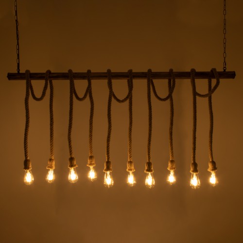 GloboStar® FERULE 01380 Vintage Industrial Κρεμαστό Φωτιστικό Οροφής Πολύφωτο 10 x E27 Μπρούτζινο Μεταλλικό με Μπεζ Σχοινί Μ150 x Π4 x Y62.5cm Διακόσμηση - Φως - Χαλιά GloboStar® FERULE 01380 Vintage Industrial Κρεμαστό Φωτιστικό Οροφής Πολύφωτο 10 x E27 Μπρούτζινο Μεταλλικό με Μπεζ Σχοινί Μ150 x Π4 x Y62.5cm Διακόσμηση - Φως - Χαλιά