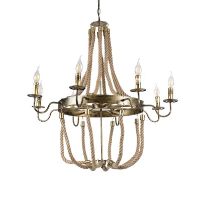 GLOBOSTAR® VICTORIAN 01405 Vintage Κρεμαστό Φωτιστικό Οροφής με Ντουί 8 x E14 AC 220-240V IP20 - Μπρούτζινο Εφέ Σκουριάς & Μπεζ - Μ87 x Π87 x Υ80cm