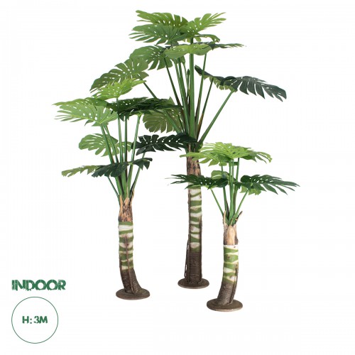 GloboStar® Artificial Garden MONSTERA SET 20090 - Τεχνητό Διακοσμητικό Σετ Φυτών Μονστέρα A:Υ300cm B:Υ200cm C:Υ150cm Διακόσμηση - Φως - Χαλιά
