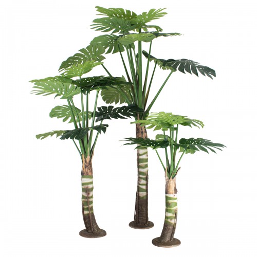 GloboStar® Artificial Garden MONSTERA SET 20090 - Τεχνητό Διακοσμητικό Σετ Φυτών Μονστέρα A:Υ300cm B:Υ200cm C:Υ150cm Διακόσμηση - Φως - Χαλιά