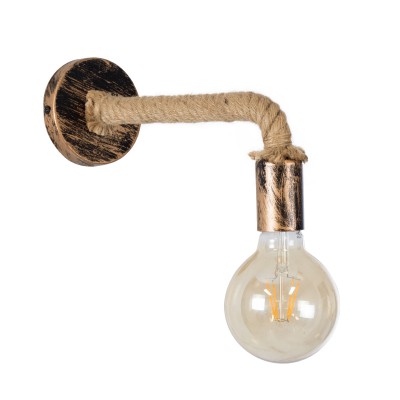 GLOBOSTAR® CENADEL 01135 Vintage Φωτιστικό Τοίχου - Απλίκα με Ντουί 1 x E27 AC 220-240V IP20 - Χάλκινο & Μπεζ - Μ29 x Π10 x Υ15cm