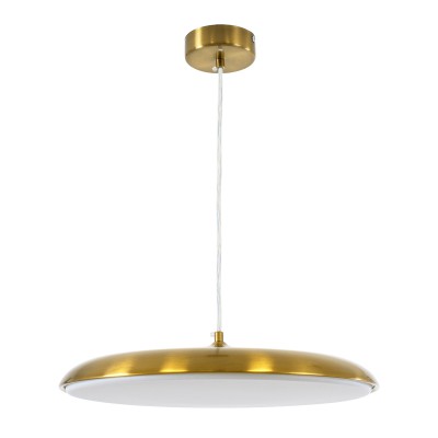 GloboStar® BARON 60887 Κρεμαστή Πλαφονιέρα Οροφής LED CCT 24W 2880lm 120° AC 220-240V - Εναλλαγή Φωτισμού μέσω Διακόπτη On/Off All In One Ψυχρό 6000k+Φυσικό 4500k+Θερμό 2700k Φ40 x Υ10cm - Χρυσό Πλατίνα - 3 Years Warranty Διακόσμηση - Φως - Χαλιά