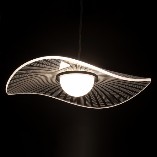 GloboStar® ACRYLICA 60974 Κρεμαστό Φωτιστικό Οροφής Design LED CCT 20W 2240lm 360° AC 220-240V - Εναλλαγή Φωτισμού μέσω Διακόπτη On/Off All In One Ψυχρό 6000k+Φυσικό 4500k+Θερμό 2700k Φ40cm - Μαύρο με Διάφανο Laser Designed Plexiglass - 3 Years Warranty Δ