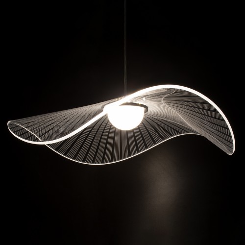 GloboStar® ACRYLICA 60975 Κρεμαστό Φωτιστικό Οροφής Design LED CCT 20W 2240lm 360° AC 220-240V - Εναλλαγή Φωτισμού μέσω Διακόπτη On/Off All In One Ψυχρό 6000k+Φυσικό 4500k+Θερμό 2700k Φ60cm - Μαύρο με Διάφανο Laser Designed Plexiglass - 3 Years Warranty Δ