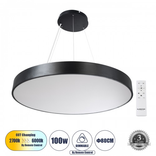 GloboStar® BURTON 61204-P Κρεμαστή Πλαφονιέρα Οροφής LED CCT 100W 11020lm 120° AC 220-240V - Εναλλαγή Φωτισμού μέσω Τηλεχειριστηρίου All In One Ψυχρό 6000k+Φυσικό 4500k+Θερμό 2700k Dimmable Φ80cm - Μαύρο - 3 Years Warranty Διακόσμηση - Φως - Χαλιά GloboStar® BURTON 61204-P Κρεμαστή Πλαφονιέρα Οροφής LED CCT 100W 11020lm 120° AC 220-240V - Εναλλαγή Φωτισμού μέσω Τηλεχειριστηρίου All In One Ψυχρό 6000k+Φυσικό 4500k+Θερμό 2700k Dimmable Φ80cm - Μαύρο - 3 Years Warranty Διακόσμηση - Φως - Χαλιά