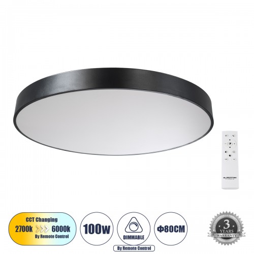 GloboStar® BURTON 61204-S Πλαφονιέρα Οροφής LED CCT 100W 11020lm 120° AC 220-240V - Εναλλαγή Φωτισμού μέσω Τηλεχειριστηρίου All In One Ψυχρό 6000k+Φυσικό 4500k+Θερμό 2700k Dimmable Φ80cm - Μαύρο - 3 Years Warranty Διακόσμηση - Φως - Χαλιά GloboStar® BURTON 61204-S Πλαφονιέρα Οροφής LED CCT 100W 11020lm 120° AC 220-240V - Εναλλαγή Φωτισμού μέσω Τηλεχειριστηρίου All In One Ψυχρό 6000k+Φυσικό 4500k+Θερμό 2700k Dimmable Φ80cm - Μαύρο - 3 Years Warranty Διακόσμηση - Φως - Χαλιά