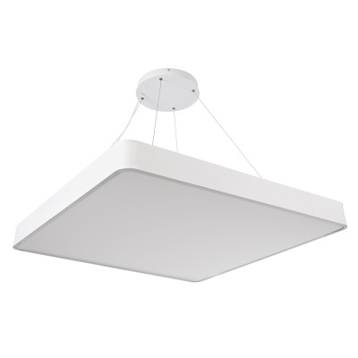 GloboStar® KAMALA 61211-P Κρεμαστή Πλαφονιέρα Οροφής LED CCT 100W 11020lm 120° AC 220-240V - Εναλλαγή Φωτισμού μέσω Τηλεχειριστηρίου All In One Ψυχρό 6000k+Φυσικό 4500k+Θερμό 2700k Dimmable Μ80 x Π80 x Υ8cm - Λευκό - 3 Years Warranty Διακόσμηση - Φως - Χα