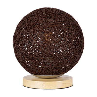 GLOBOSTAR® OCEANA 01337 Boho Επιτραπέζιο Φωτιστικό Πορτατίφ με Ντουί 1 x E27 AC 220-240V IP20 - Καφέ & Μπεζ - M20 x Π20 x Υ22cm
