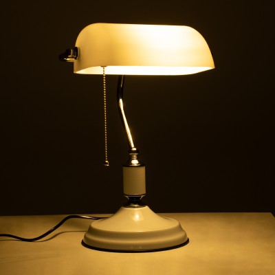 GloboStar® LIBRARY 01390 Vintage Επιτραπέζιο Φωτιστικό Πορτατίφ Μονόφωτο Μεταλλικό Χρώμιο Νίκελ με Λευκό Καπέλο Μ23 x Π14 x Υ38cm Διακόσμηση - Φωτισμός - Χαλιά GloboStar® LIBRARY 01390 Vintage Επιτραπέζιο Φωτιστικό Πορτατίφ Μονόφωτο Μεταλλικό Χρώμιο Νίκελ με Λευκό Καπέλο Μ23 x Π14 x Υ38cm Διακόσμηση - Φωτισμός - Χαλιά