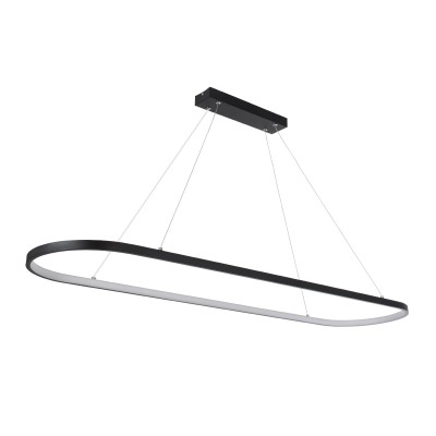 GloboStar® BOLIVAR 61271 Κρεμαστό Φωτιστικό Οροφής Design LED CCT 54W 6210lm 300° AC 220-240V - Εναλλαγή Φωτισμού μέσω Τηλεχειριστηρίου All In One Ψυχρό 6000k+Φυσικό 4500k+Θερμό 2700k Dimmable Μ120 x Π30 x Υ2cm - Μαύρο - 3 Years Warranty Διακόσμηση - Φως 