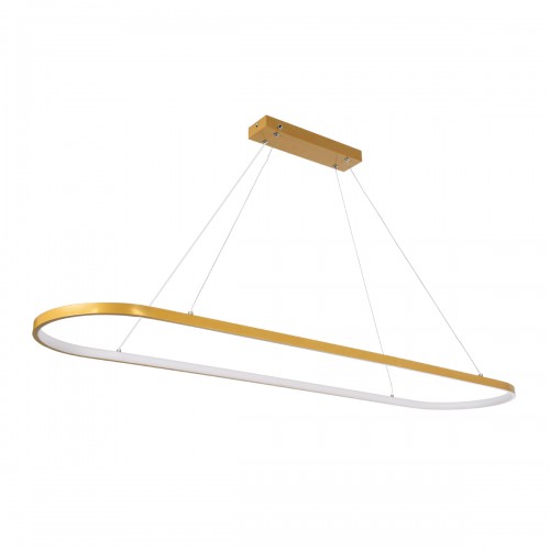 GloboStar® BOLIVAR 61274 Κρεμαστό Φωτιστικό Οροφής Design LED CCT 54W 6210lm 300° AC 220-240V - Εναλλαγή Φωτισμού μέσω Τηλεχειριστηρίου All In One Ψυχρό 6000k+Φυσικό 4500k+Θερμό 2700k Dimmable Μ120 x Π30 x Υ2cm - Χρυσό Βούρτσας - 3 Years Warranty Διακόσμη