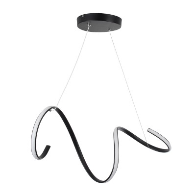GLOBOSTAR® SPIRALE 61283 Μοντέρνο Κρεμαστό Φωτιστικό Οροφής LED 75W 8400lm 300° AC 220-240V IP20 Ρυθμιζόμενο Λευκό CCT με Χειριστήριο από 2700K έως 6000K Dimmable - Lumileds SMD Chip - Μαύρο Ματ - Μ72 x Π25 x Υ30cm - 3 Χρόνια Εγγύηση Διακόσμηση - Φως - Χα