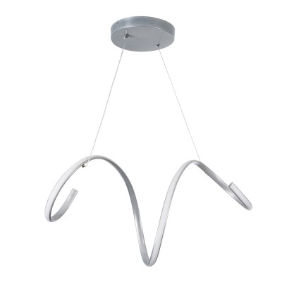 GloboStar® SPIRALE 61285 Κρεμαστό Φωτιστικό Οροφής Design LED CCT 75W 8400lm 300° AC 220-240V - Εναλλαγή Φωτισμού μέσω Τηλεχειριστηρίου All In One Ψυχρό 6000k+Φυσικό 4500k+Θερμό 2700k Dimmable Μ72 x Π25 x Υ30cm - Νίκελ Ασημί Βούρτσας - 3 Years Warranty Δι